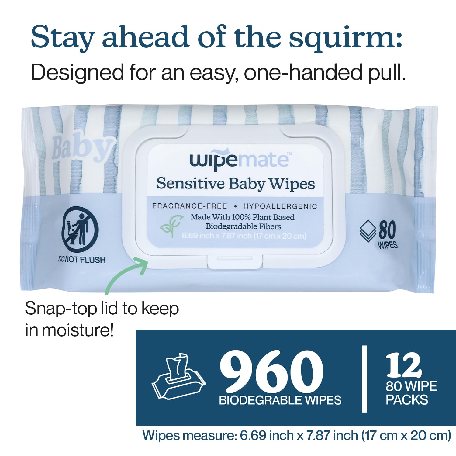 Premium EWG-Verified Baby Wipes - 99% Water-Based, Plastic-Free, Ultra-Soft Plant-Based Wipes | Chlorine & Alcohol-Free, pH-Balanced, Hypoallergenic & Cruelty-Free | 960 Count with Durable Flip-Top Lid | Perfect for Diaper Changes, Face Cleaning & On-the-Go Use