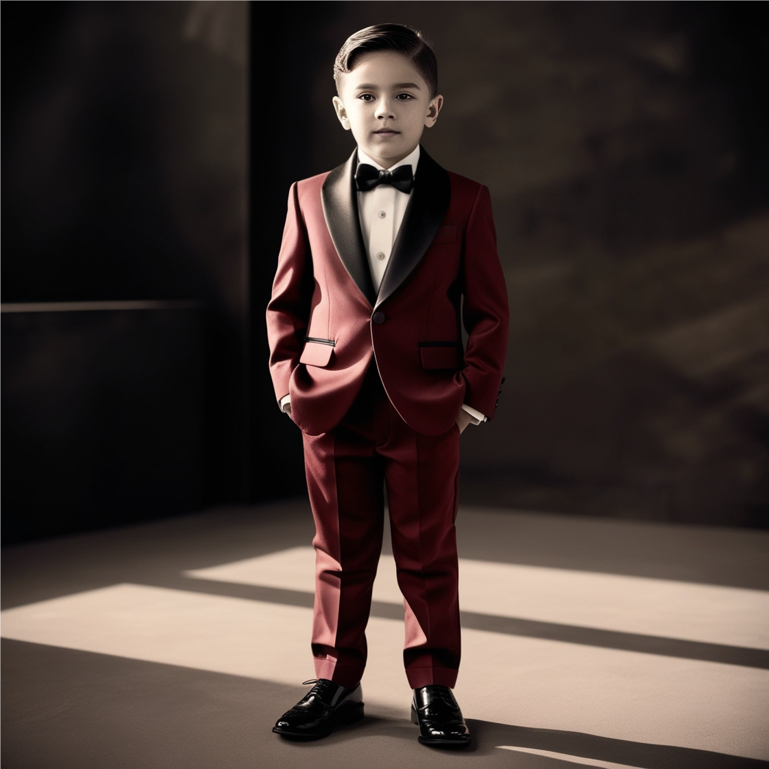 Boys Burgundy Tuxedo Suit - Formal 3-Piece Wedding Suit Set with Bow Tie & Vest for Kids - Perfect for Weddings, Parties & Special Occasions