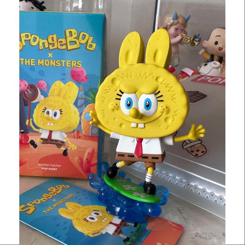 Labubu The Monsters x SpongeBob Series Surfing Figure - Collectible Vinyl Toy for Fans | Perfect for Display, Gifts, and SpongeBob Merchandise Collections