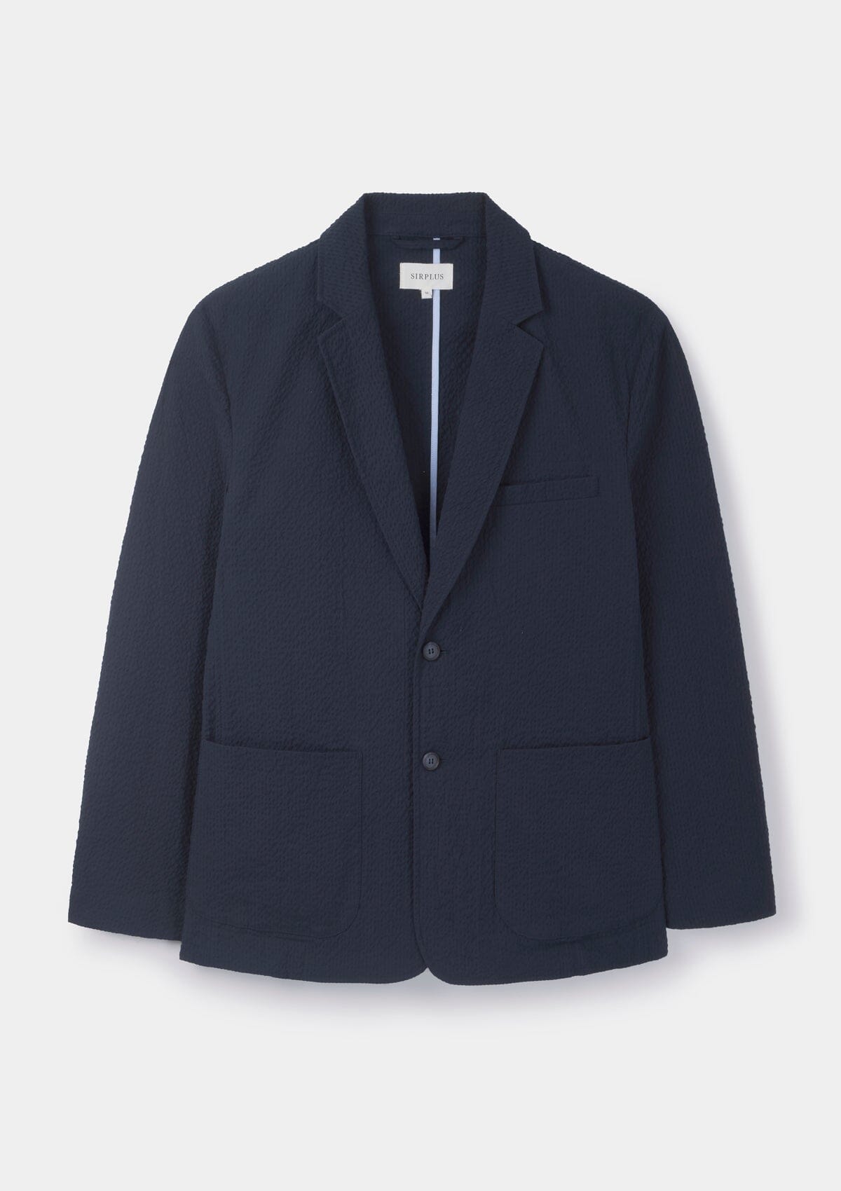 Navy Blue Cotton Seersucker Blazer for Men - Lightweight Summer Sport Coat with Notch Lapel - Perfect for Weddings, Business Casual & Outdoor Events