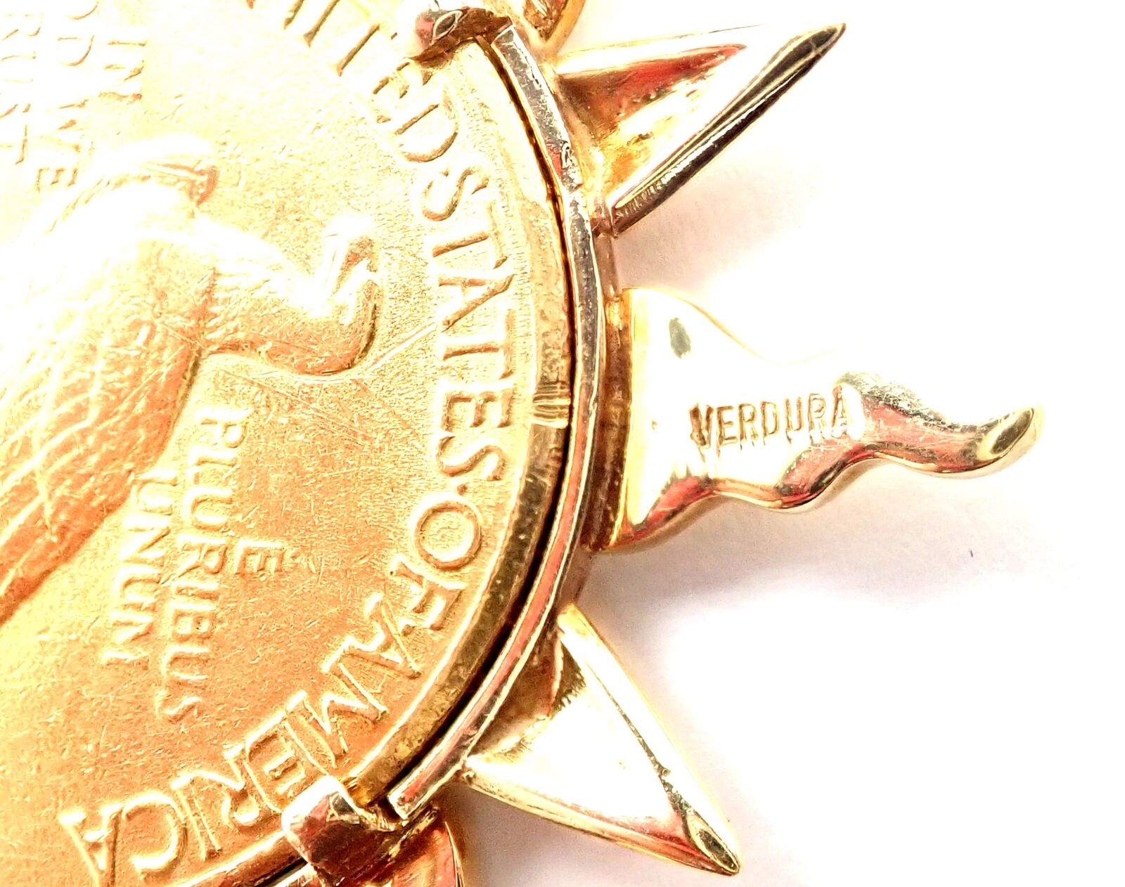 Authentic Verdura 18k & 22k Yellow Gold $10 US Coin Pin Brooch - Vintage Jewelry for Collectors & Special Occasions