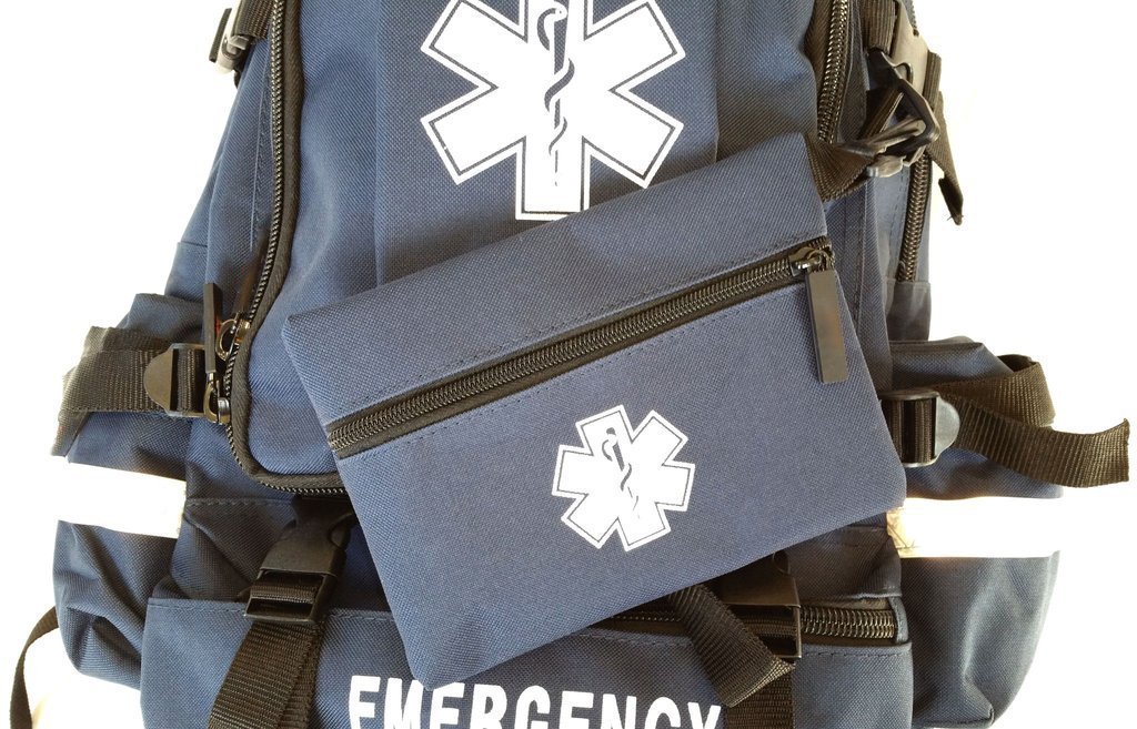 LINE2design Tactical First Aid Bag Kit - Fully Stocked EMT Emergency Medical Backpack with Trauma Supplies for First Responders, Paramedics & EMS - Navy Blue | Perfect for Outdoor Adventures, Camping & Emergency Preparedness