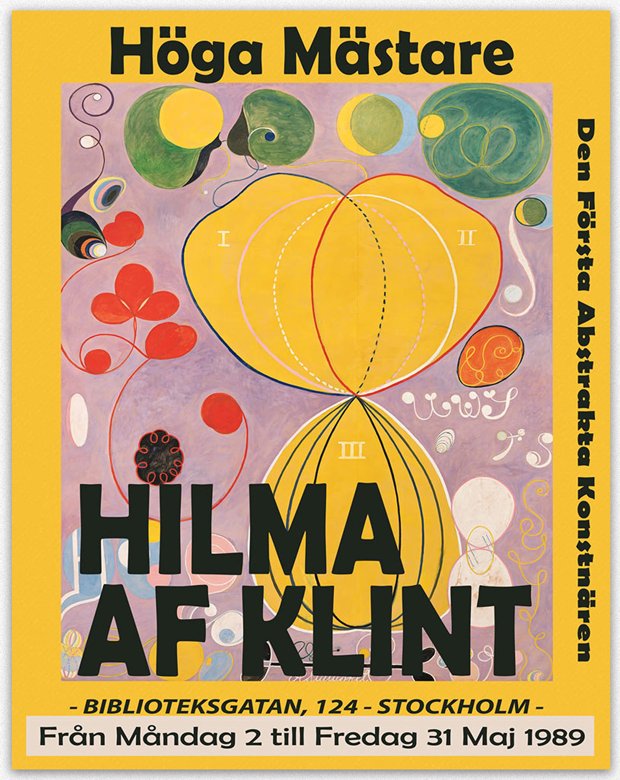 Hilma Af Klint Inspired Modern Abstract Wall Art - Minimalist Black & Yellow Painting for Living Room Decor | Exhibition Quality Canvas Print (24x36 Inches) - Perfect for Home, Office & Gallery Wall Displays