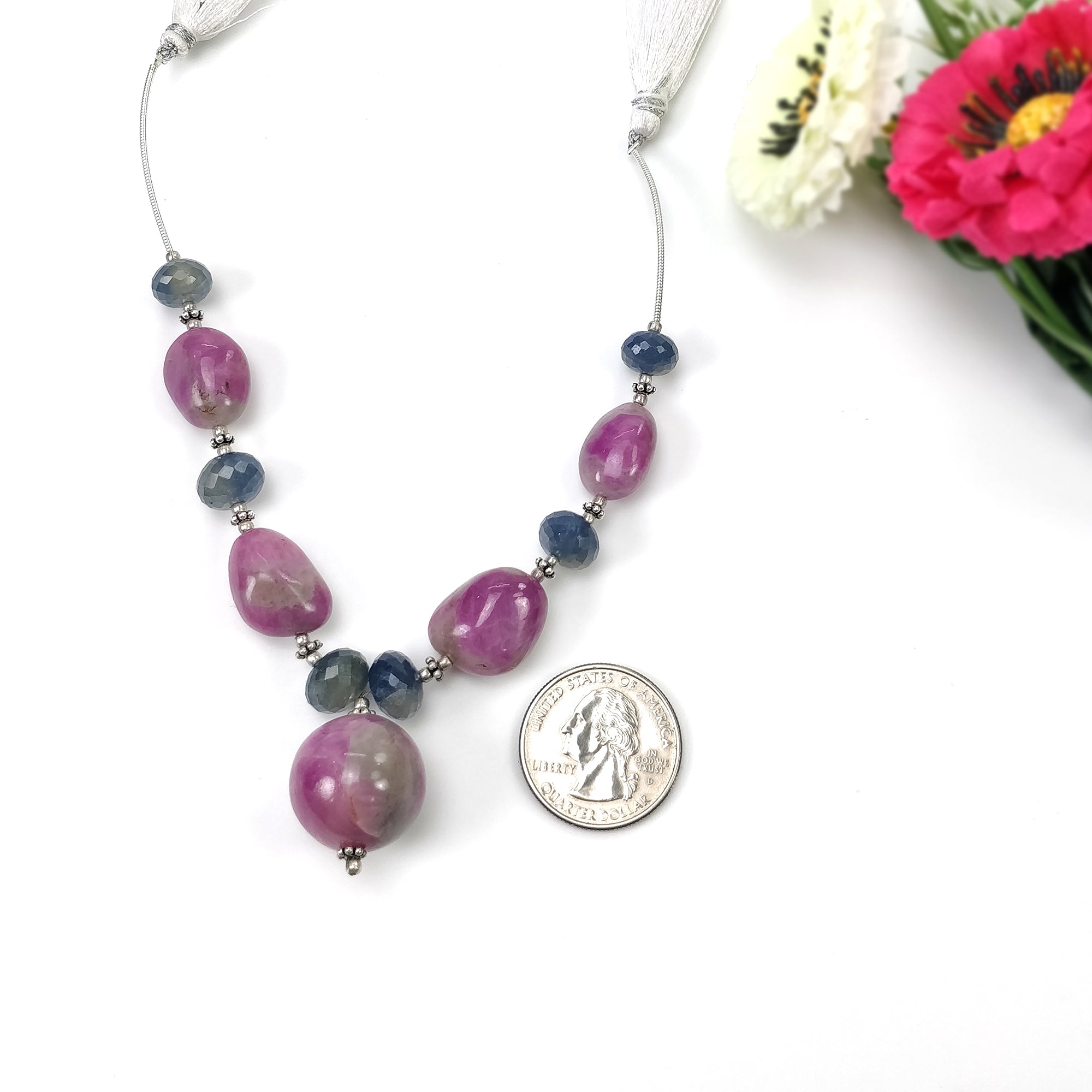 Natural Untreated Bi-Color Zoisite Ruby & Blue Sapphire Loose Beads - 195.40cts Gemstone Balls (10mm-19mm) for Jewelry Making, DIY Crafts & Healing Crystal Collections