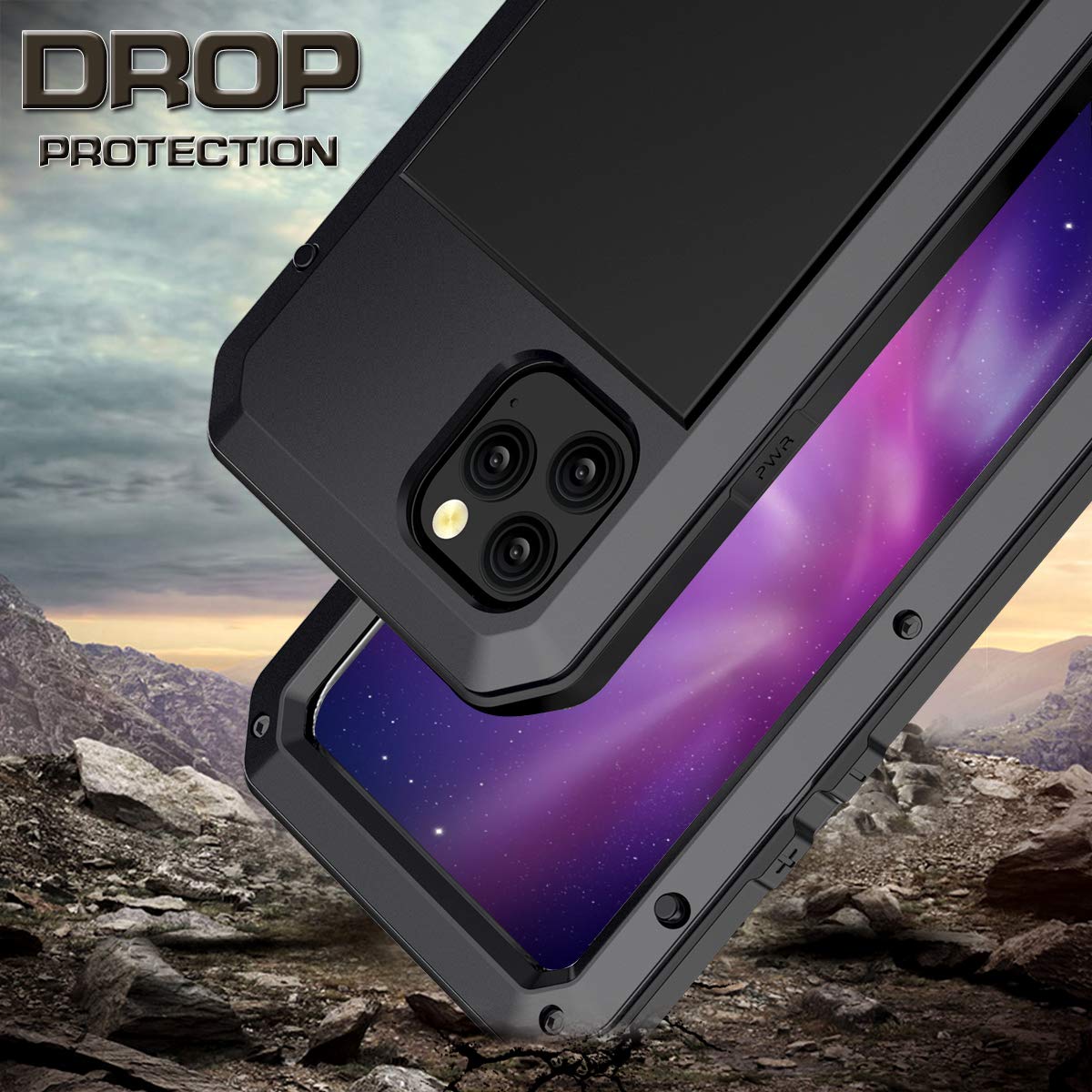 **Marrkey Heavy Duty Shockproof Aluminum Alloy Case for iPhone 11 Pro Max 6.5 Inch - Full Body Protection with Built-in Screen Protector, Black - Perfect for Outdoor, Work & Travel**