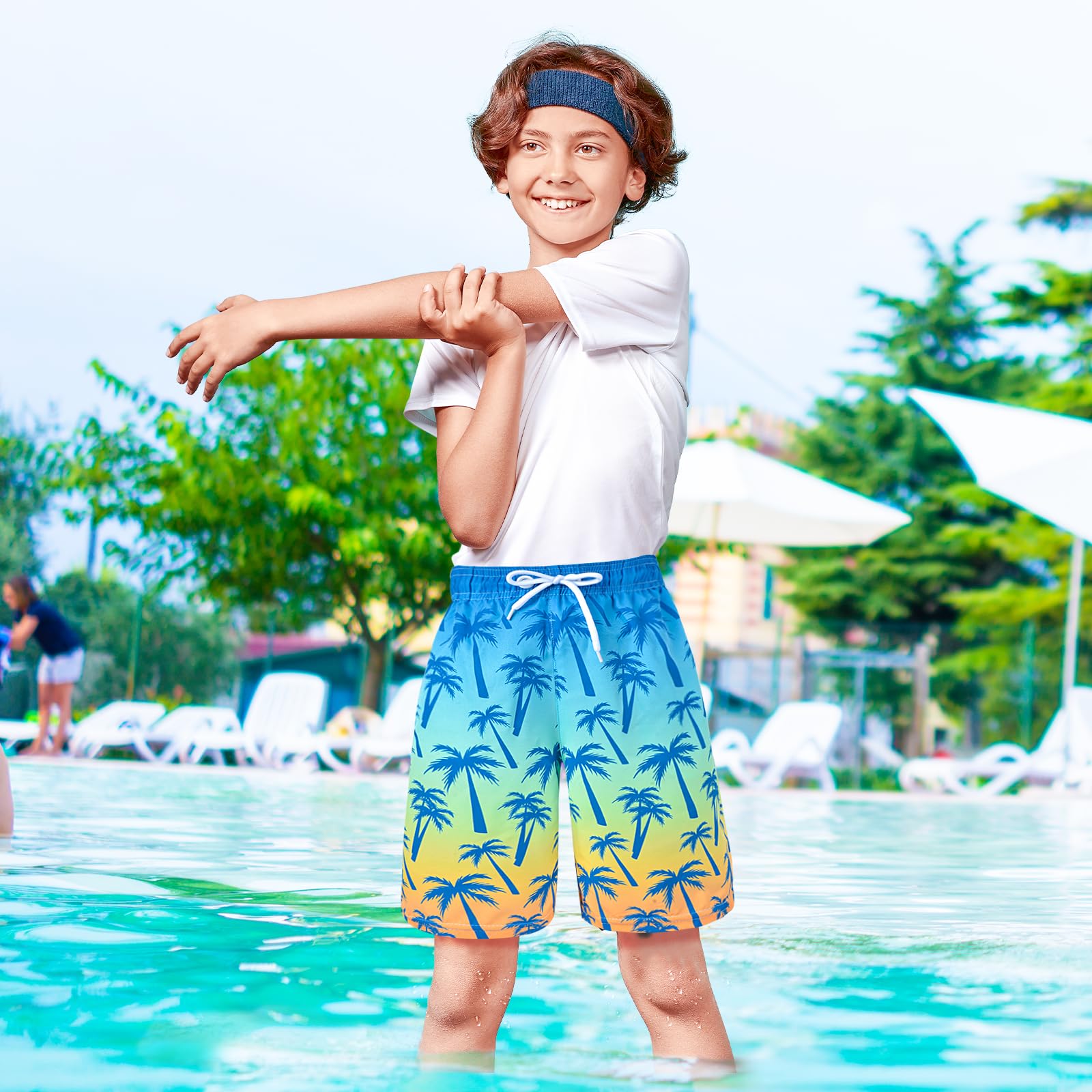 **Boys Swim Trunks with Compression Liner - Quick Dry Bathing Suits for Youth & Teens (Ages 7-16) - Perfect for Swimming, Beach & Pool Activities**