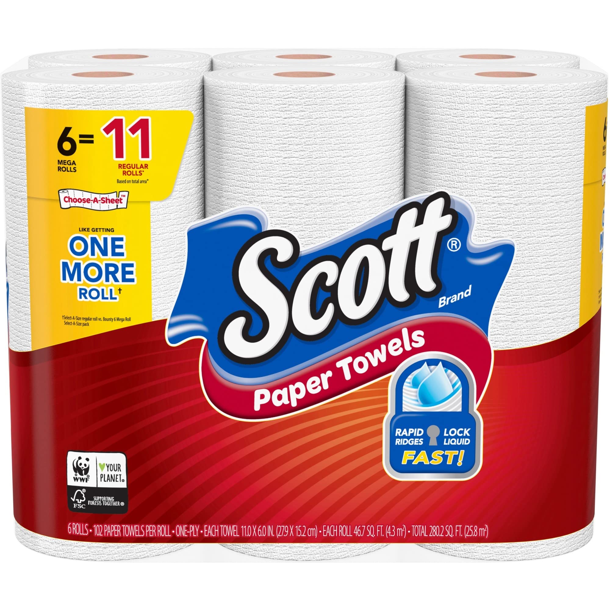 Scott Choose-A-Sheet Paper Towels - 2-Ply, 12 Rolls, Ultra Absorbent & Strong for Kitchen, Cleaning, Spills - Eco-Friendly, Septic-Safe (Pack of 12) | Perfect for Homes, Offices & Restaurants