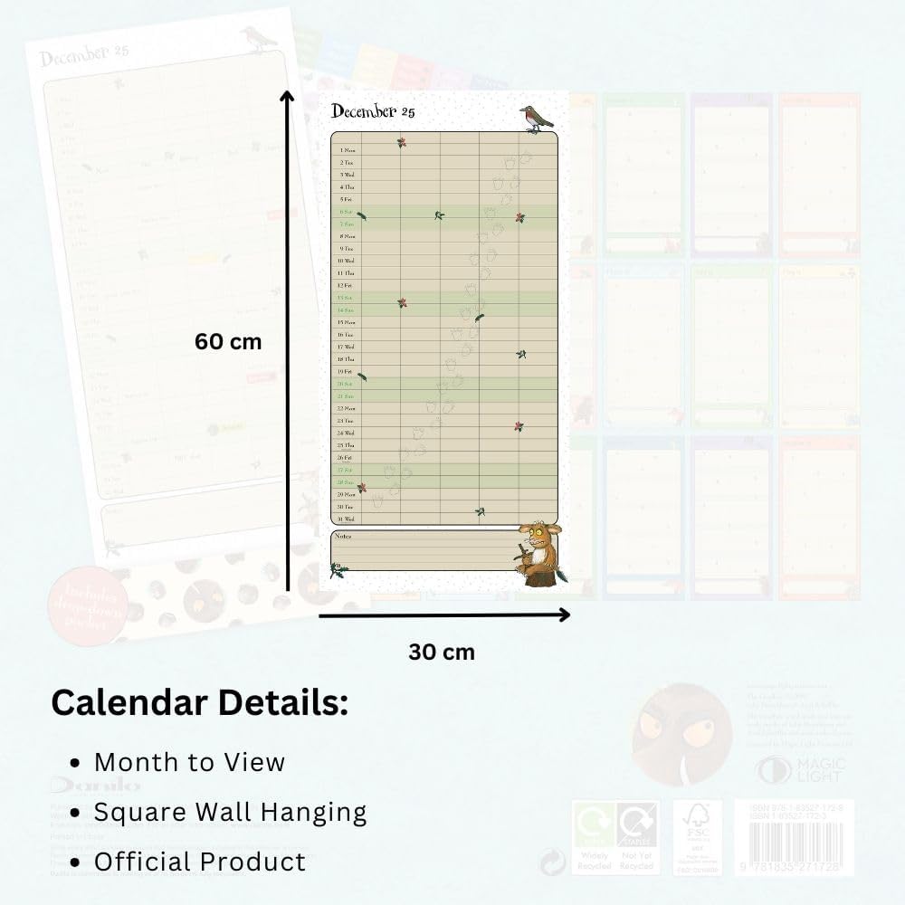 The Gruffalo 2025 Wall Calendar - 17-Month Family Organizer with Free Stickers - Perfect for Home, Office & Classroom Planning