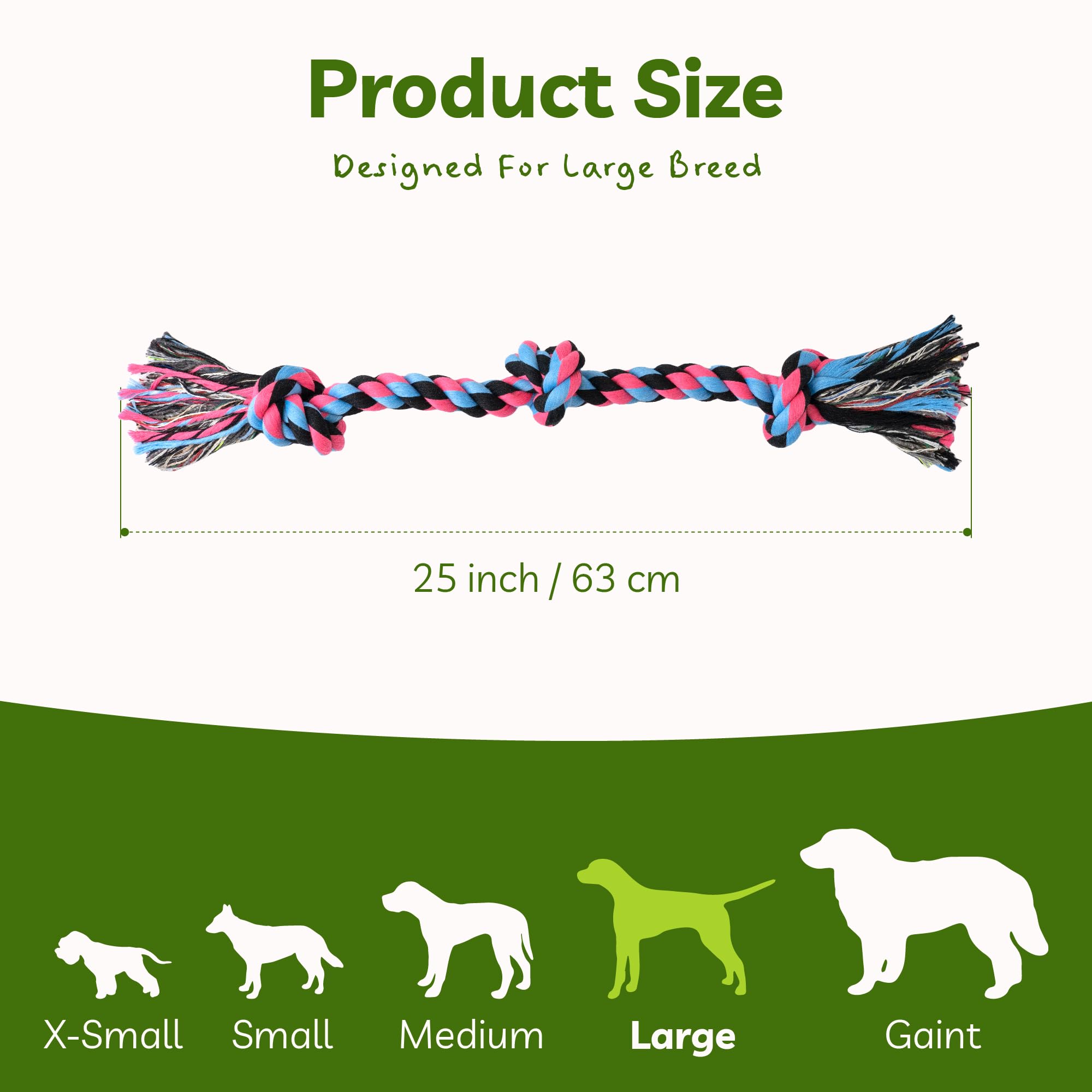 Durable Heavy Duty Dog Rope Chew Toy for Large & Aggressive Chewers - Indestructible Cotton Tug of War Rope for Medium to Large Breed Dogs - Perfect for Teeth Cleaning, Playtime & Interactive Training