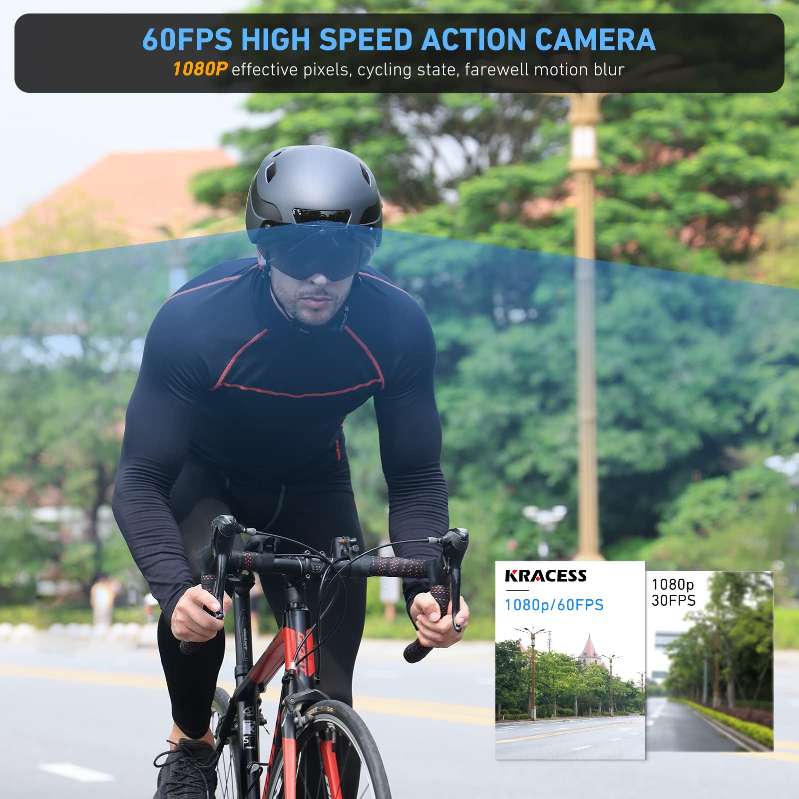 KRS-S1 Smart Bike Helmet for Men & Women - 1080P 60fps Sports Camera, Dual Antenna Bluetooth Cycling Helmet - Perfect for Road Biking, Commuting & Outdoor Adventures