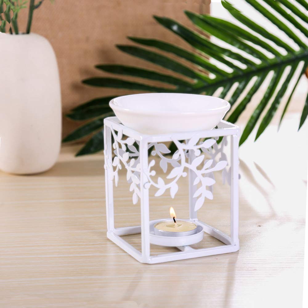 Premium Aromatherapy Essential Oil Diffuser - Decorative Iron Leaf Oil Warmer with Tealight Candle Holder for Home, Spa & Office | Relaxing Gift Idea for Women & Men