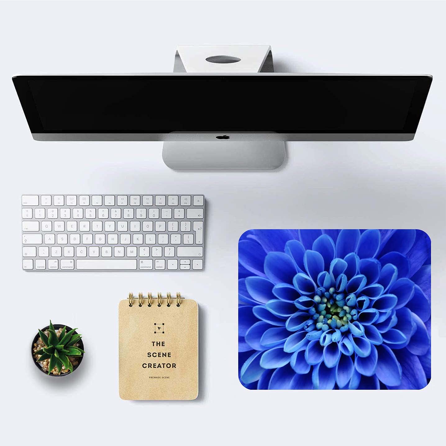Blue Floral Mouse Pad - Cute Small Mousepad with Non-Slip Rubber Base for Laptop & PC - Portable Office Desk Accessory for Work, Gaming & Home Use