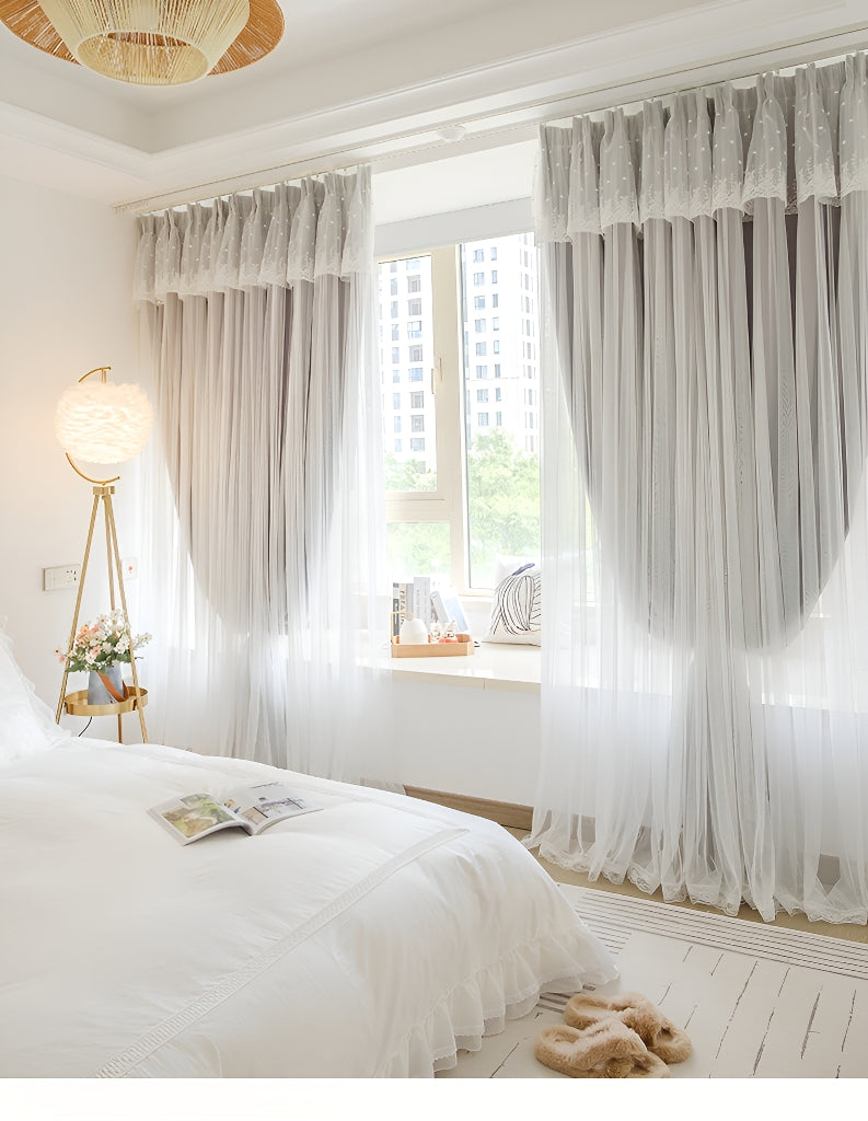 McKenna Two-Layer Tulle Blackout Curtains for Bedroom - Custom Room Darkening Window Drapes for Better Sleep & Light Control