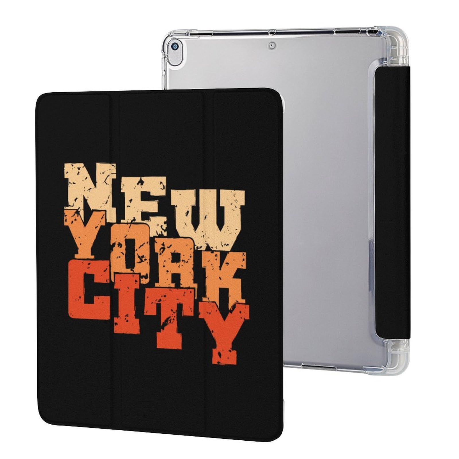 Retro New York City iPad Case - Soft Silicone Protective Cover with Smart Stand & Pencil Holder for iPad Pro 10.5 (2017) & iPad Air 3 (10.5 inch) - Perfect for Work, Travel & Home Use