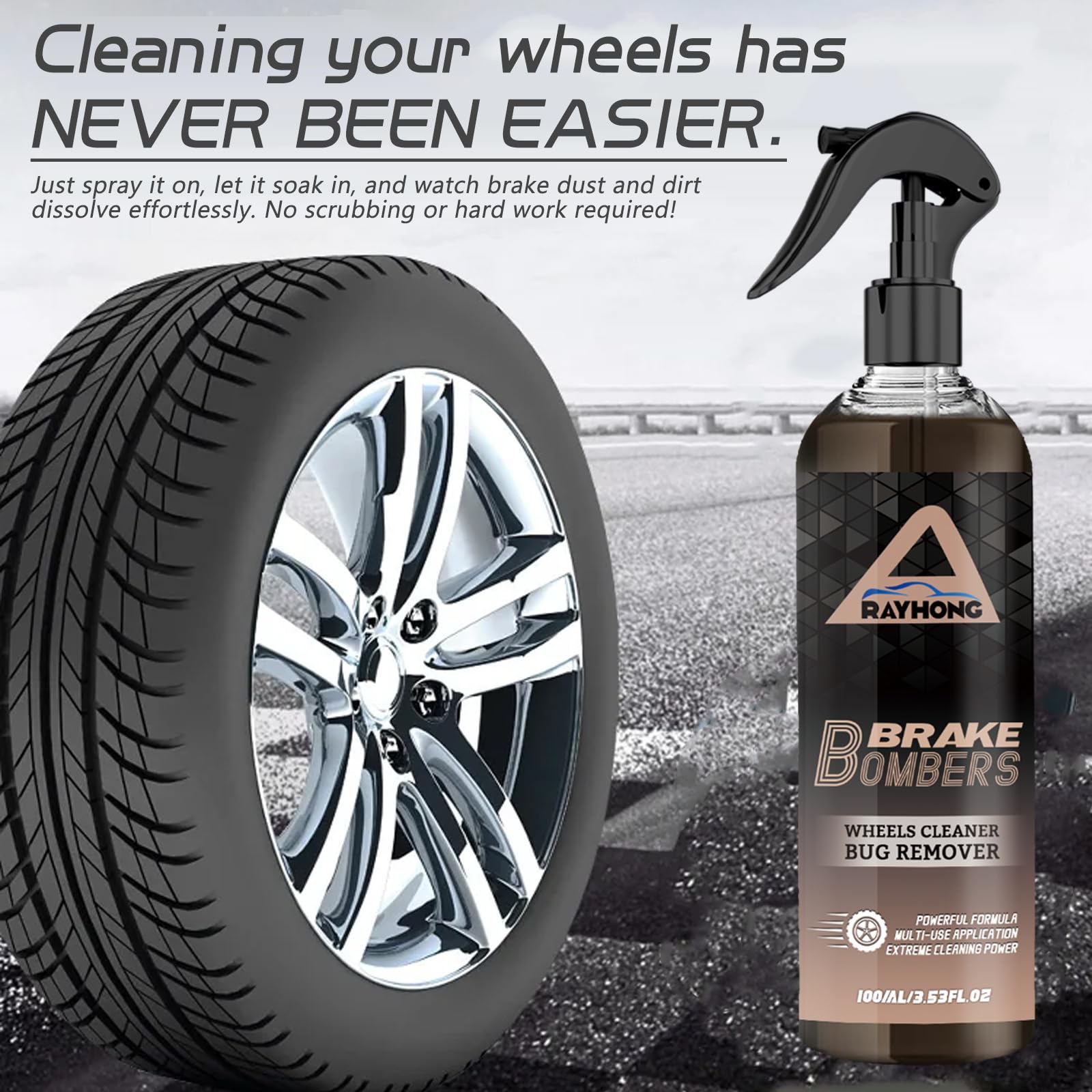 2 Packs Heavy-Duty Brake Bombers Wheel Cleaner Spray – Non-Acid Formula for Trucks & Cars – Deep Cleans Wheels, Tires, Chrome & Painted Rims – 2 x 100ml – Perfect for Auto Detailing, Car Wash & Maintenance