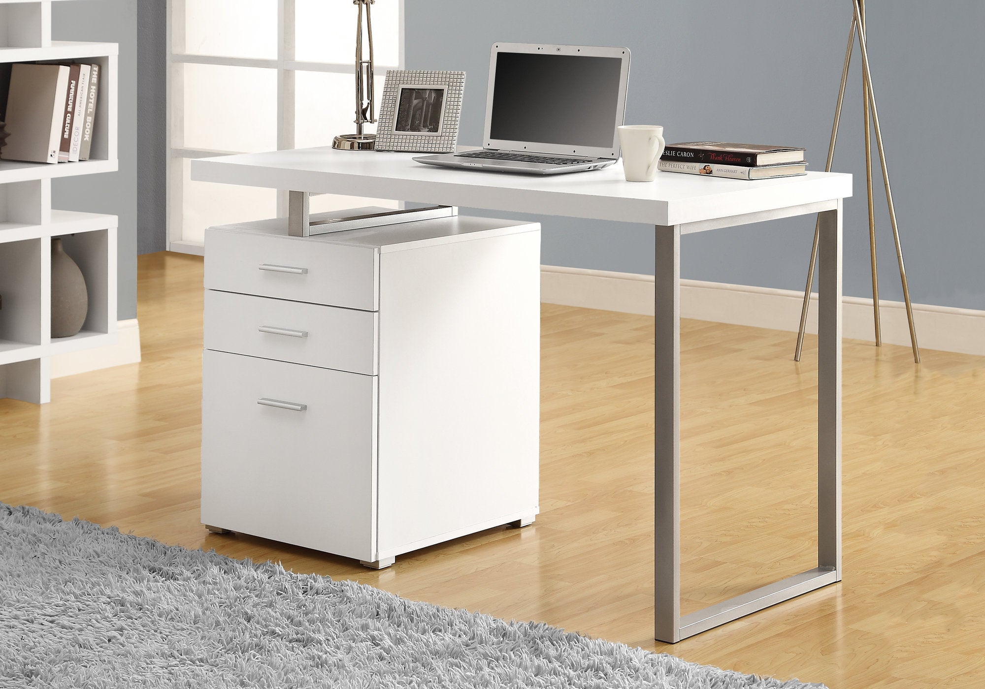 48L White Office Series Storage Cabinet - Left or Right Facing for Home & Office Organization - Perfect for Files, Supplies & Stationery Storage