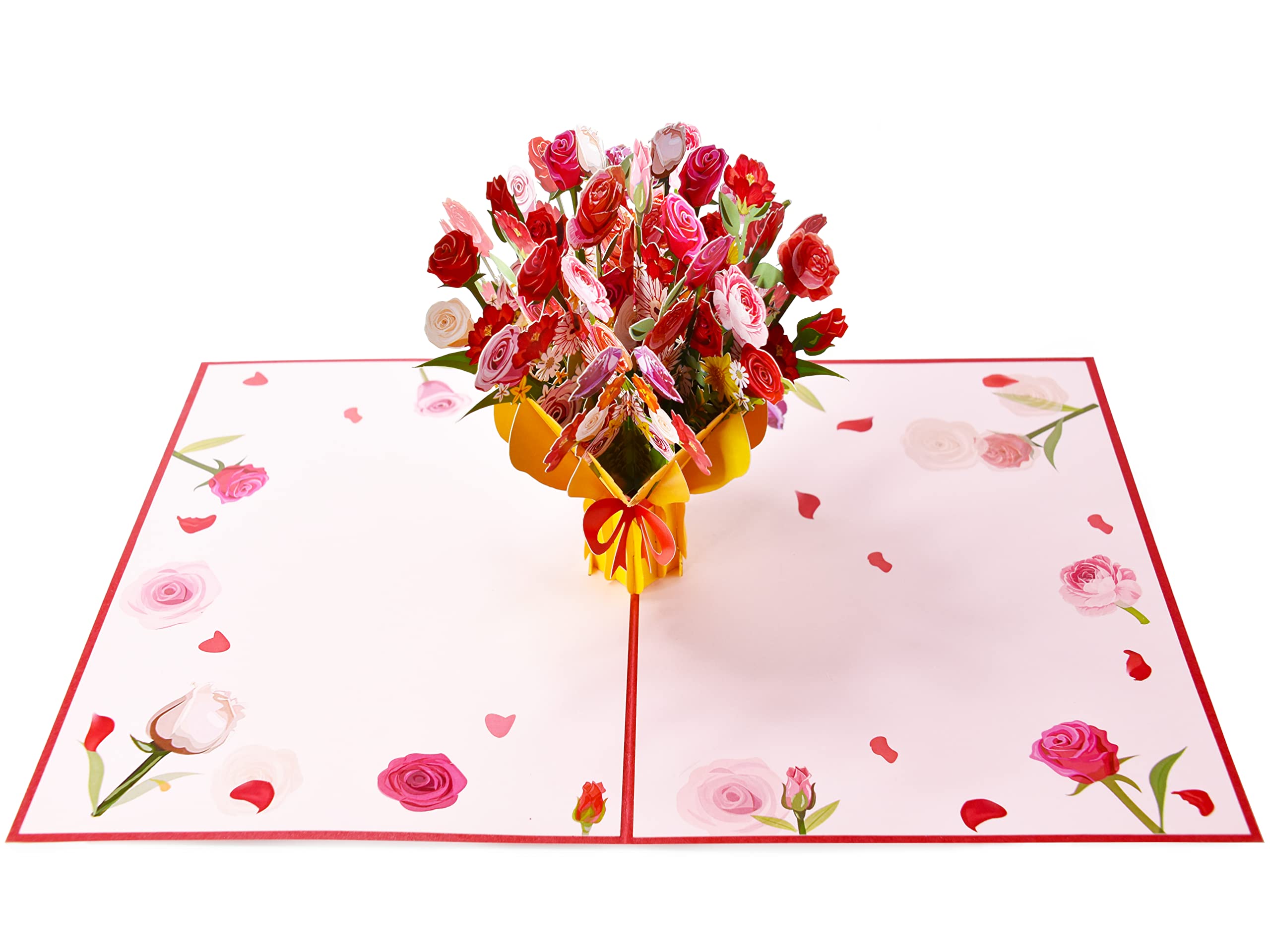 3D Pop Up Rose Bouquet Greeting Card - Elegant Birthday, Anniversary, Mother's Day, Valentine's Day & Spring Celebration Card - Perfect for Romantic Gifts, Wedding Invitations & Special Occasions