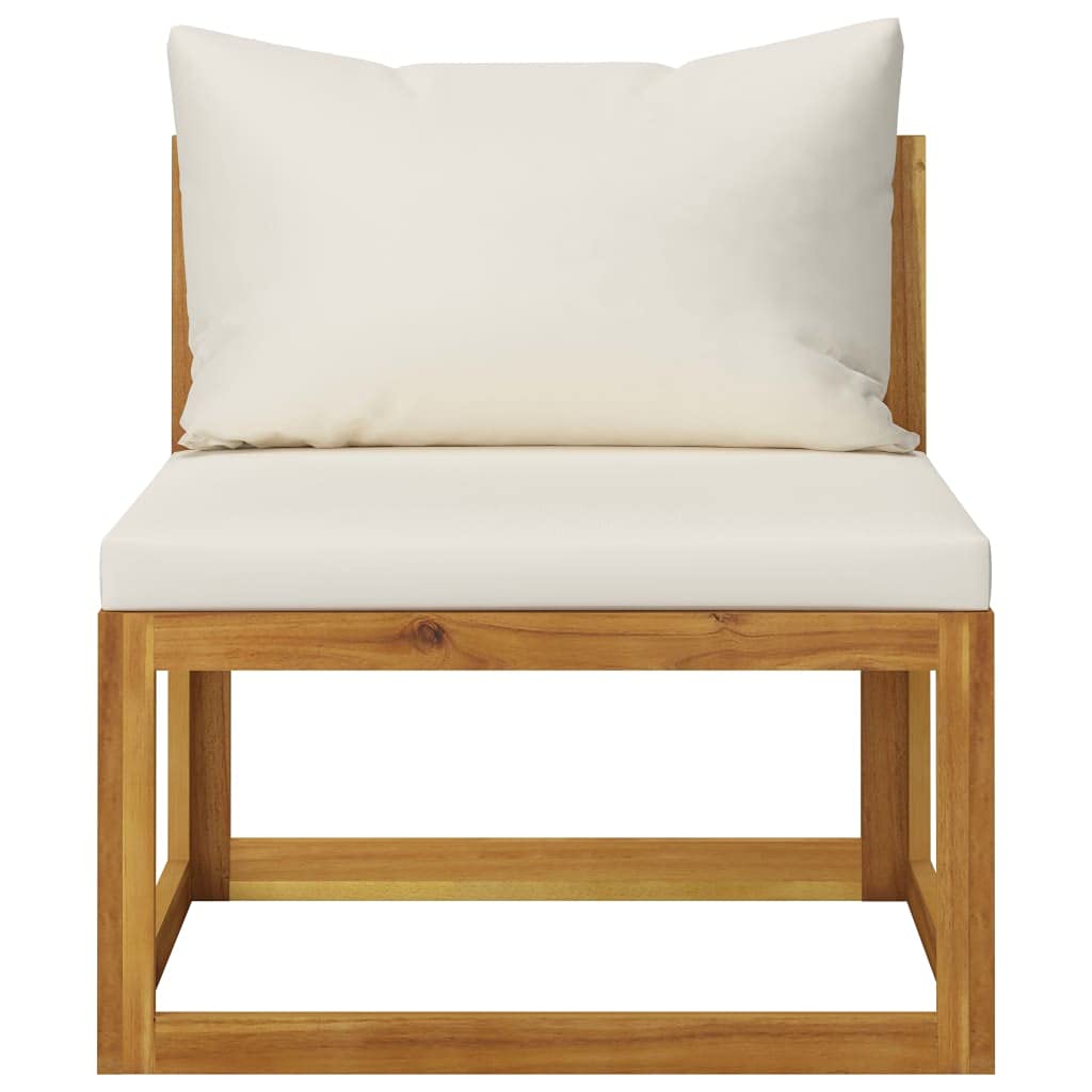 Premium 8-Piece Acacia Wood Outdoor Patio Furniture Set with Cushions - Weather-Resistant Garden Conversation Set for Backyard, Poolside & Deck - Cream Lounge Chairs & Sofa (SEO: patio furniture, outdoor seating, acacia wood set)