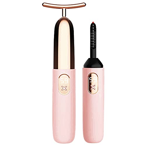 Anjetan Heated Eyelash Curler - Mini Electric USB Rechargeable 2-in-1 Lash Curler & Facial Massager for Women - Portable Lightweight Design for Home, Travel & Daily Makeup Routine