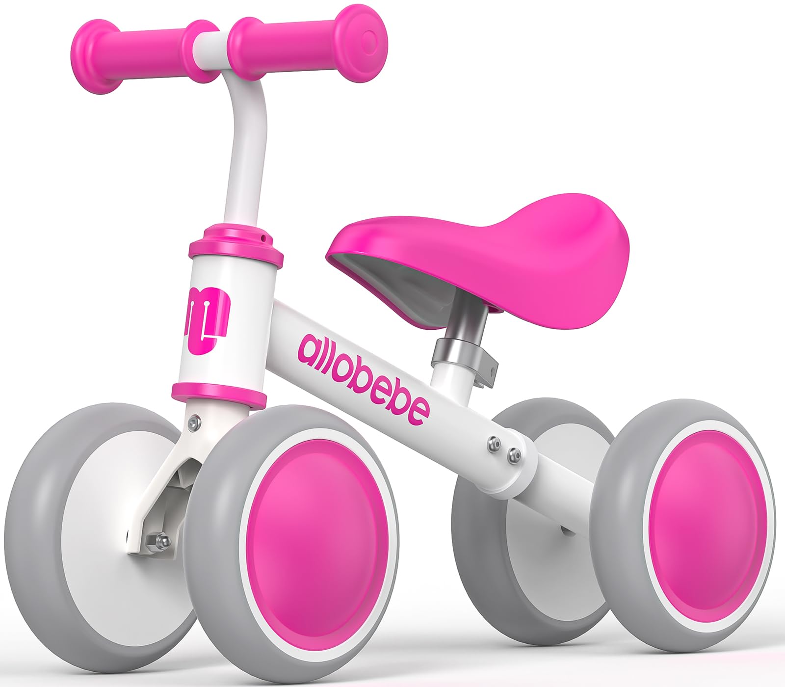 Allobebe Baby Balance Bike for Toddlers 12-36 Months - Adjustable Seat, Silent 3 Wheels, First Bike Gift for 1 Year Old Girls & Boys - Perfect for Learning to Walk, Run & Ride Indoors/Outdoors