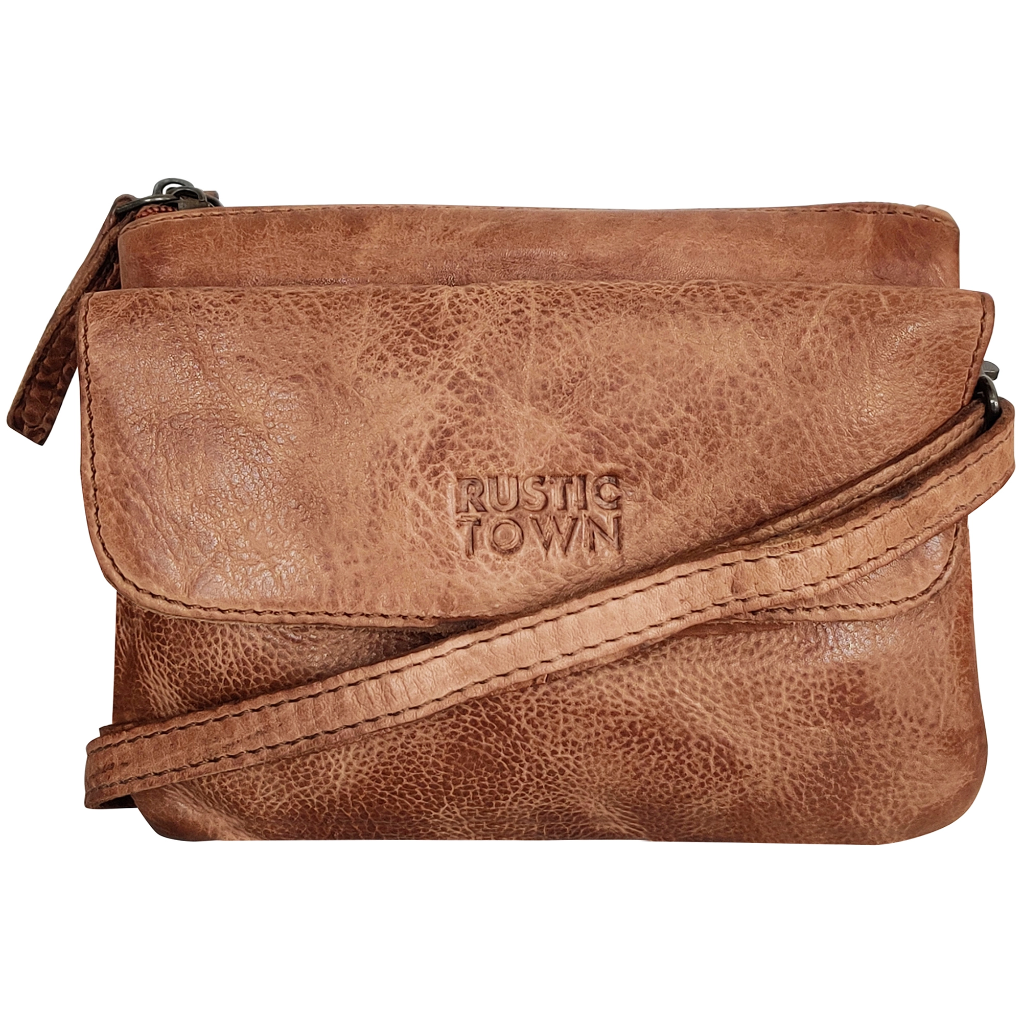 Premium Genuine Leather Sling Bag Wristlet Clutch Purse for Women - Cognac Brown Crossbody Handbag | Perfect for Travel, Shopping & Night Out