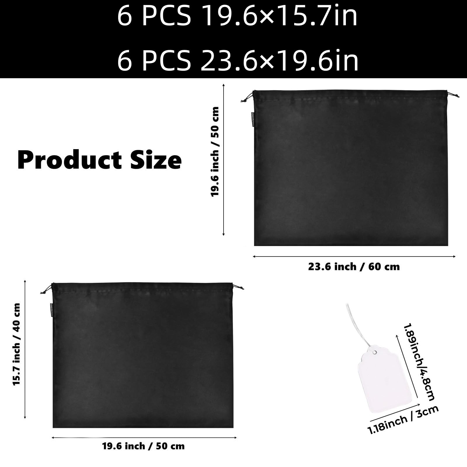 12 Pcs Satin Dust Bags for Purses & Handbags with Drawstring Closure - Luxury Handbag Protector & Storage Organizer (Black) - Perfect for Travel, Closet Organization & Designer Bag Protection