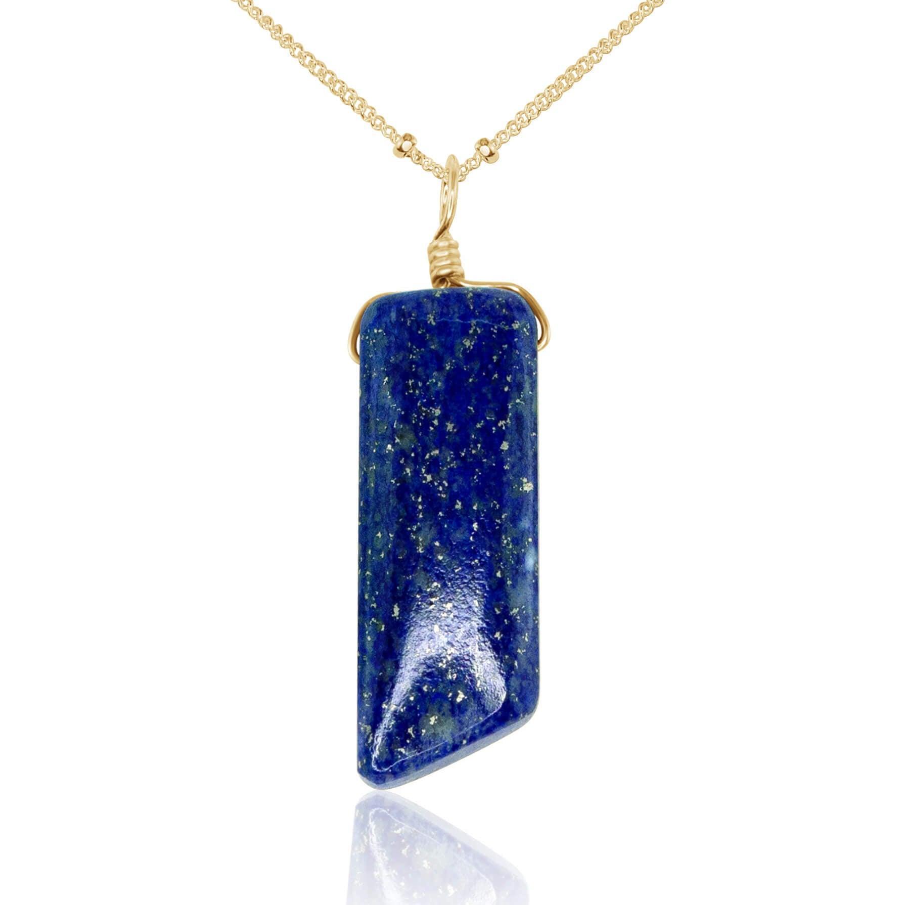 Natural Blue Lapis Lazuli Crystal Point Necklace - Healing Stone Jewelry for Meditation, Chakra Balancing & Spiritual Gifts