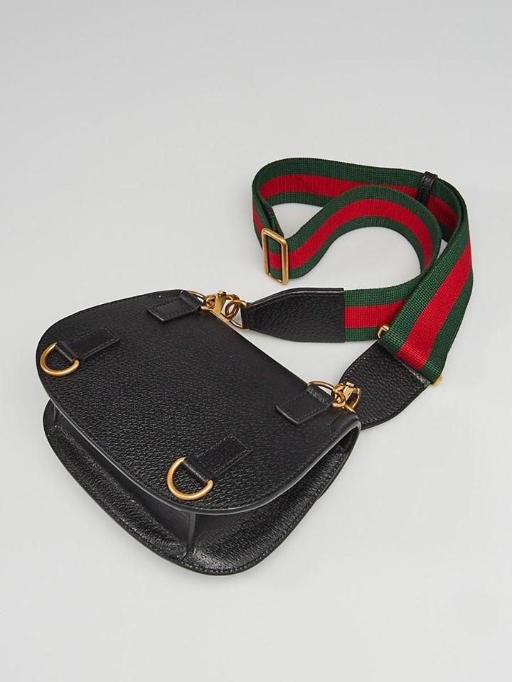 Gucci Black Leather Crossbody Animalier Saddle Bag for Women - Perfect for Casual Outings, Date Nights & Travel Accessories