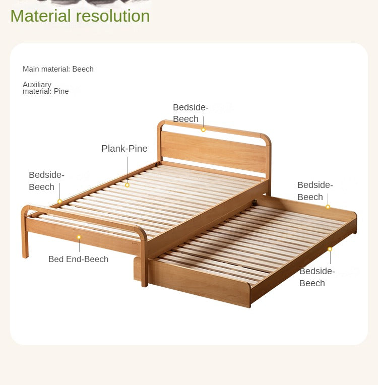 Solid Beech Wood Space-Saving Bunk Bed with Guardrails - Sturdy Twin Over Twin Loft Bed for Kids & Teens - Perfect for Small Bedrooms, Guest Rooms & Dormitories