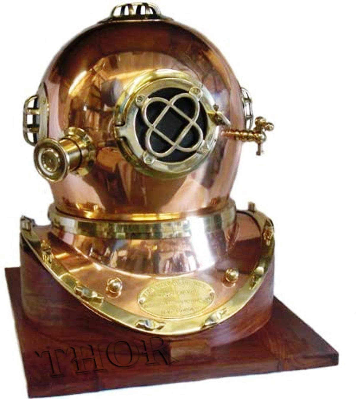 Vintage Copper & Brass Full-Size US Navy Mark V Diving Helmet Replica - 18
