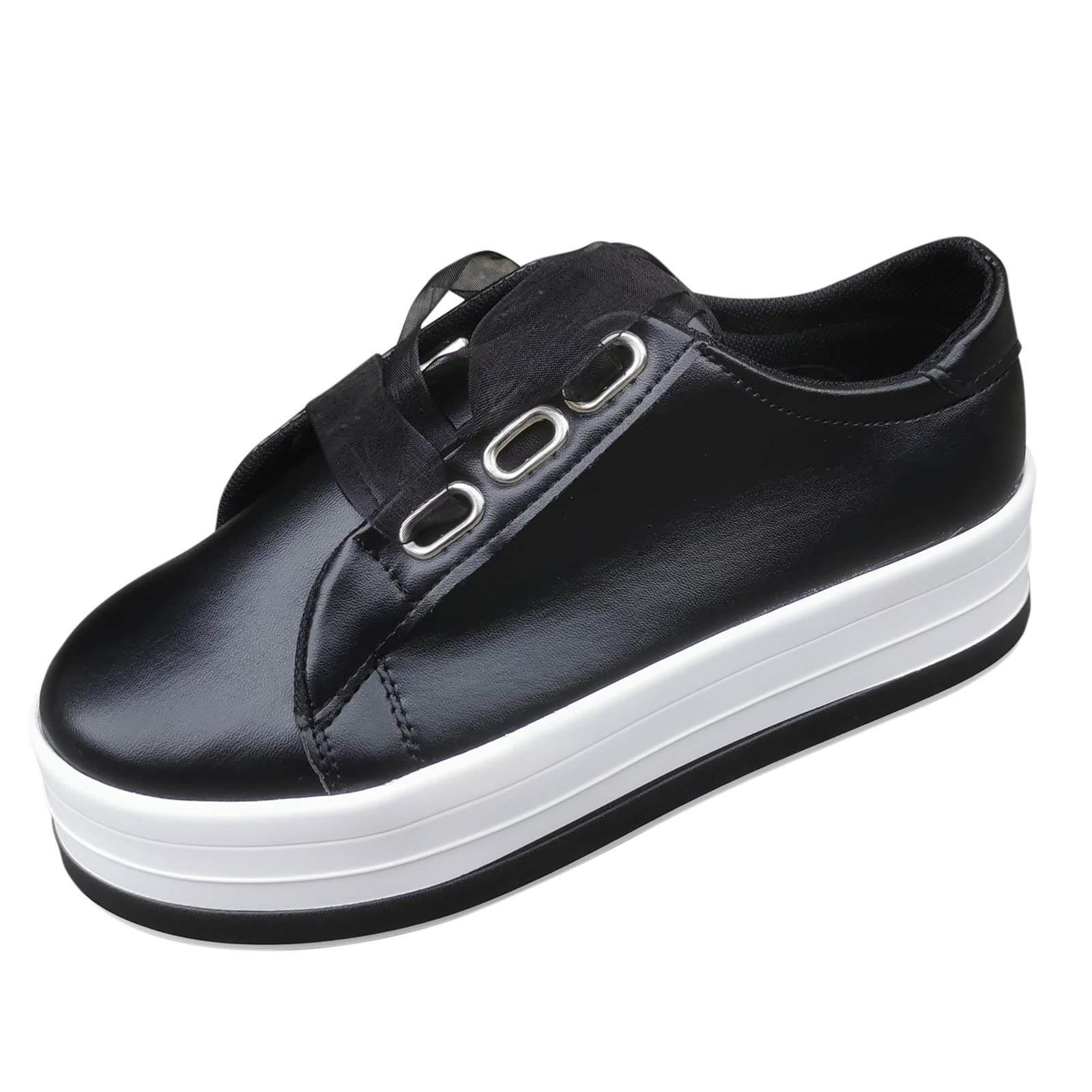 Women's Round Toe Casual Leather Shoes with Strap - Brown Small Pattern Walking Shoes for Women & Little Boys (Size BR32) - Perfect for Daily Wear, Walking & Outdoor Activities