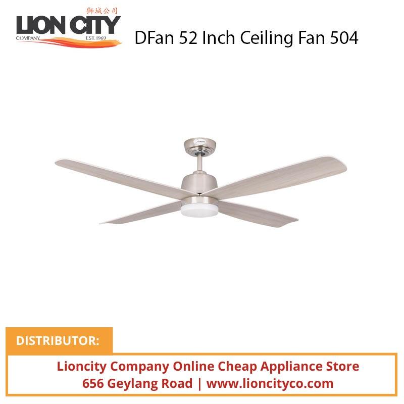 DFan 52 Inch Indoor Ceiling Fan with Remote Control - Modern Low Profile Flush Mount Design - Energy Efficient Quiet DC Motor - Perfect for Bedroom, Living Room, and Office Spaces