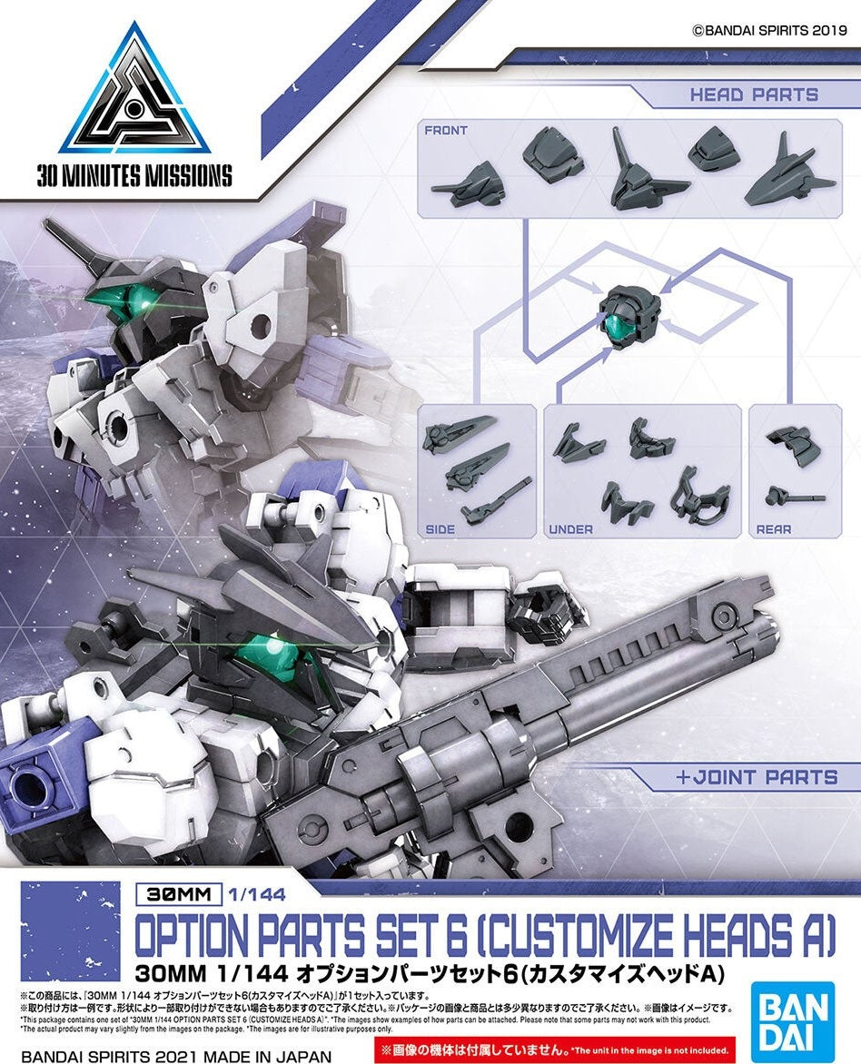 Bandai 30 Minutes Missions 30MM 1/144 Scale Option Parts Set 6 - Customize Heads A Model Kit for Custom Robot Building & Tabletop Wargaming