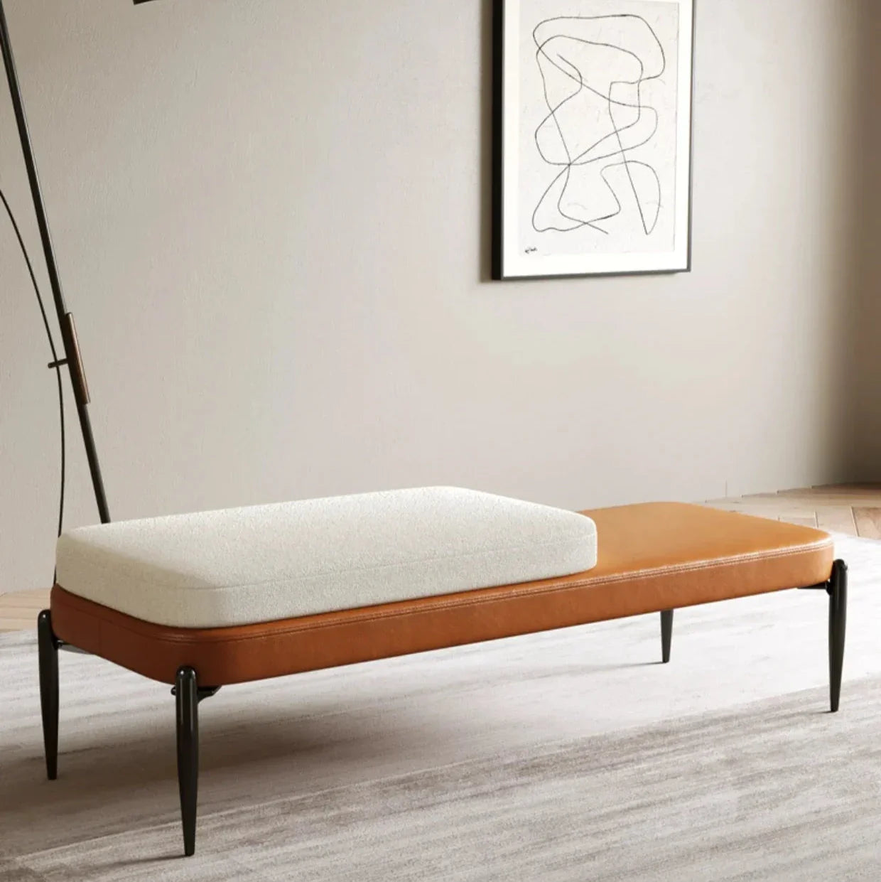 Premium Genuine Leather Shoe Bench - Elegant & Durable Entryway Seating for Hallway, Bedroom or Dressing Room - Perfect for Trying On Shoes & Organizing Space