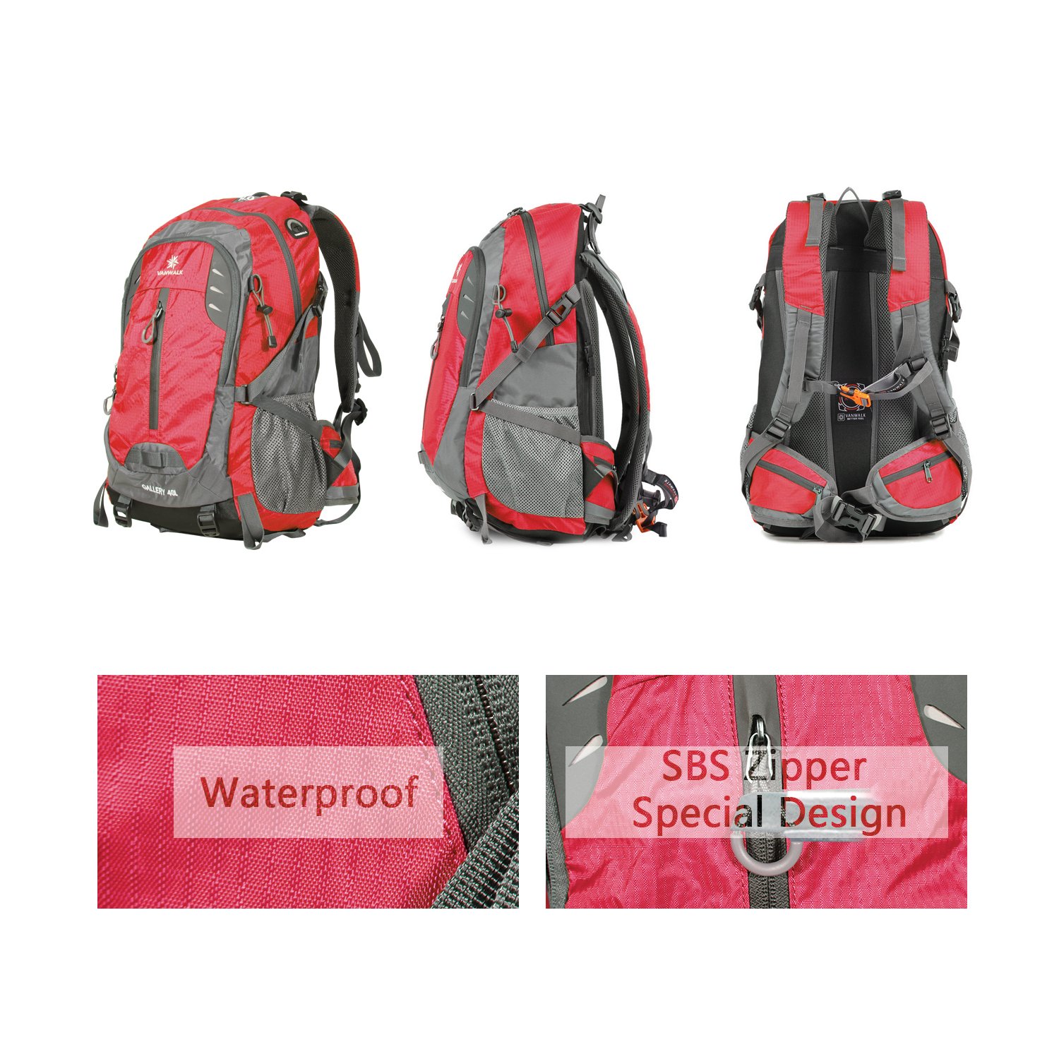 40L Lightweight Water-Resistant Hiking Backpack - Durable Packable Daypack for Men & Women - Perfect for Outdoor Adventures, Camping, and Travel