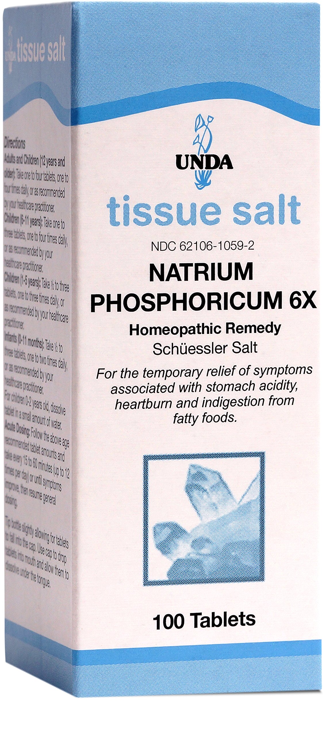 UNDA Natrium Phosphoricum 6X (Salt) - Homeopathic Remedy for Mild Indigestion Relief - 100 Tablets | Supports Digestive Comfort After Meals & Occasional Upset Stomach