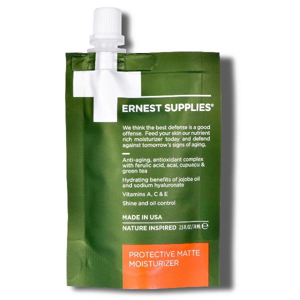 Ernest Supplies Protective Matte Moisturizer for Men - Oil-Free Face Lotion with SPF 20 | Daily Hydration & Sun Protection for Oily & Combination Skin | Perfect for Gym, Work & Outdoor Activities