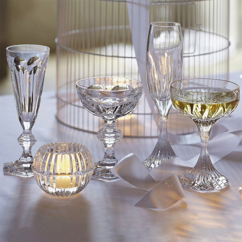 Baccarat Massena Champagne Flutes Set of 2 - Elegant Crystal Glassware for Wedding Toasts & Romantic Celebrations