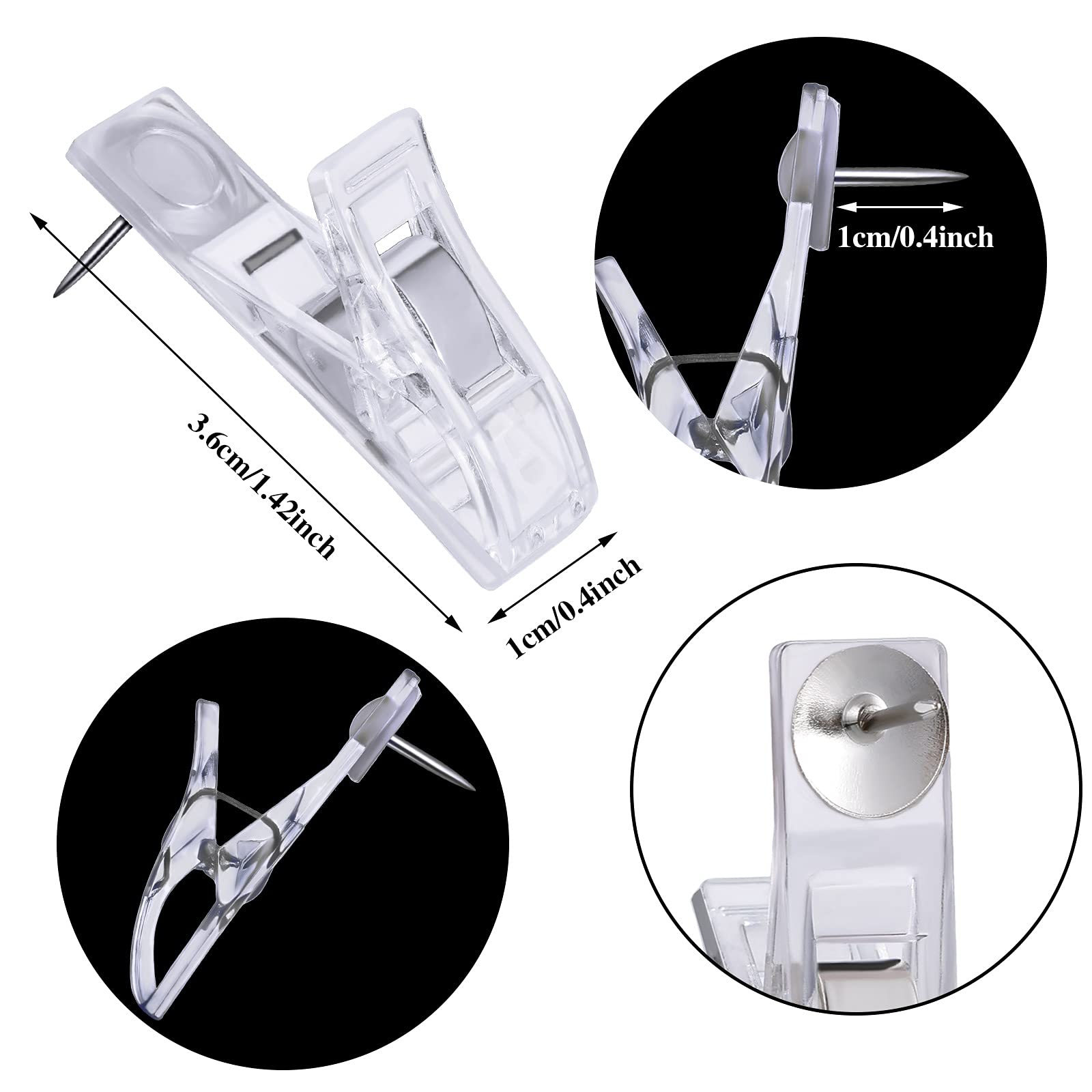 30-Piece Clear Push Pin Clips - Transparent Plastic Thumbtacks for Bulletin Boards, Office, School & Christmas Decorations (Multipurpose Hanging Tools)