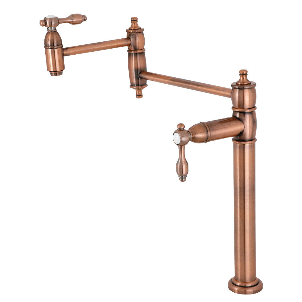 Kingston Brass Deck Mount Pot Filler Faucet - 18-Inch Stainless Steel Swivel Spout for Kitchen Sink - Perfect for Filling Large Pots & Pans While Cooking