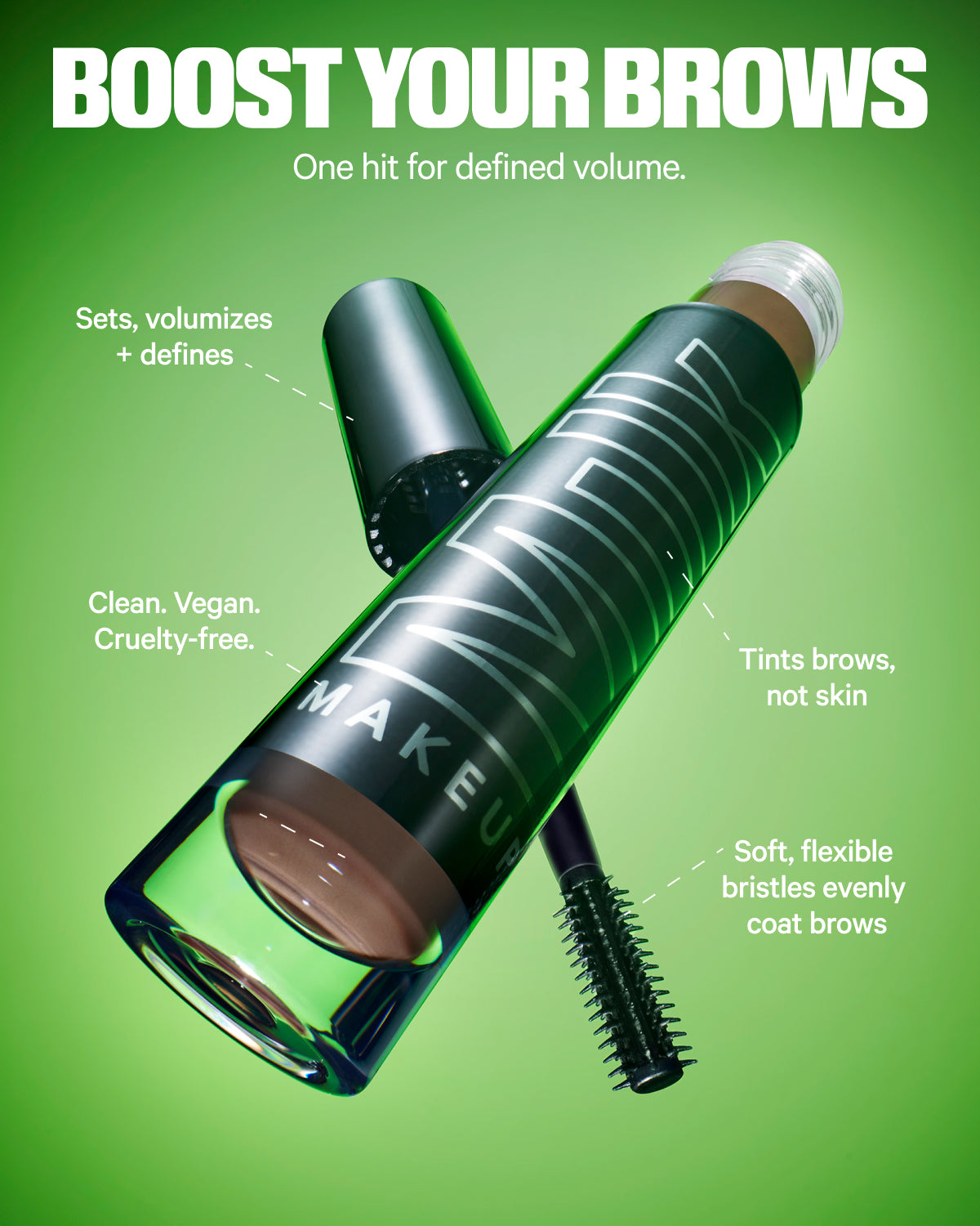 KUSH High Roll Defining + Volumizing Brow Tint - Vegan Eyebrow Gel for Fuller Brows, Long-Lasting Definition | Perfect for Daily Makeup & Special Occasions