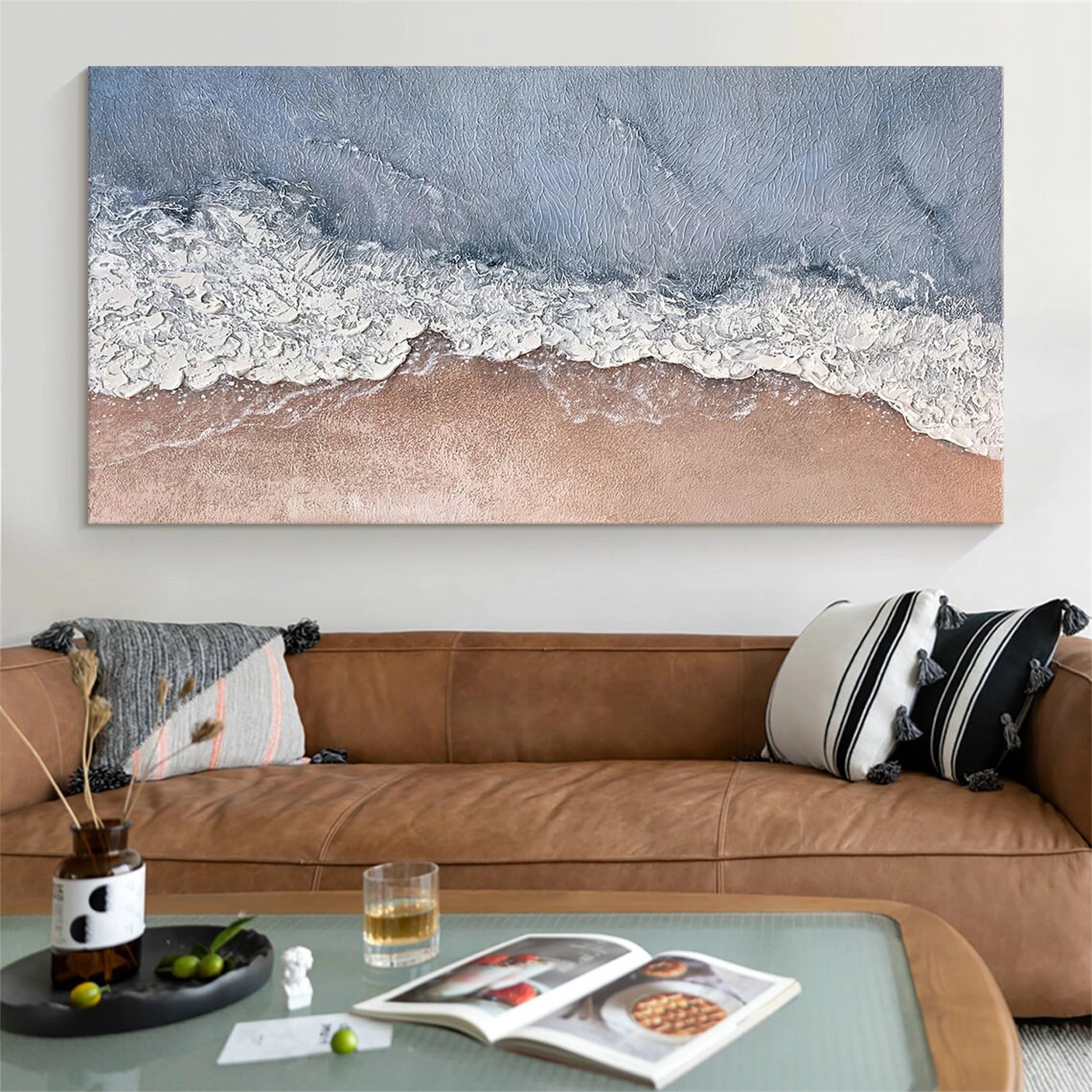 Ocean And Sky Painting #OS 103 - Handmade Canvas Wall Art for Home & Office Decor - Perfect for Living Room, Bedroom, or Office Wall Decor