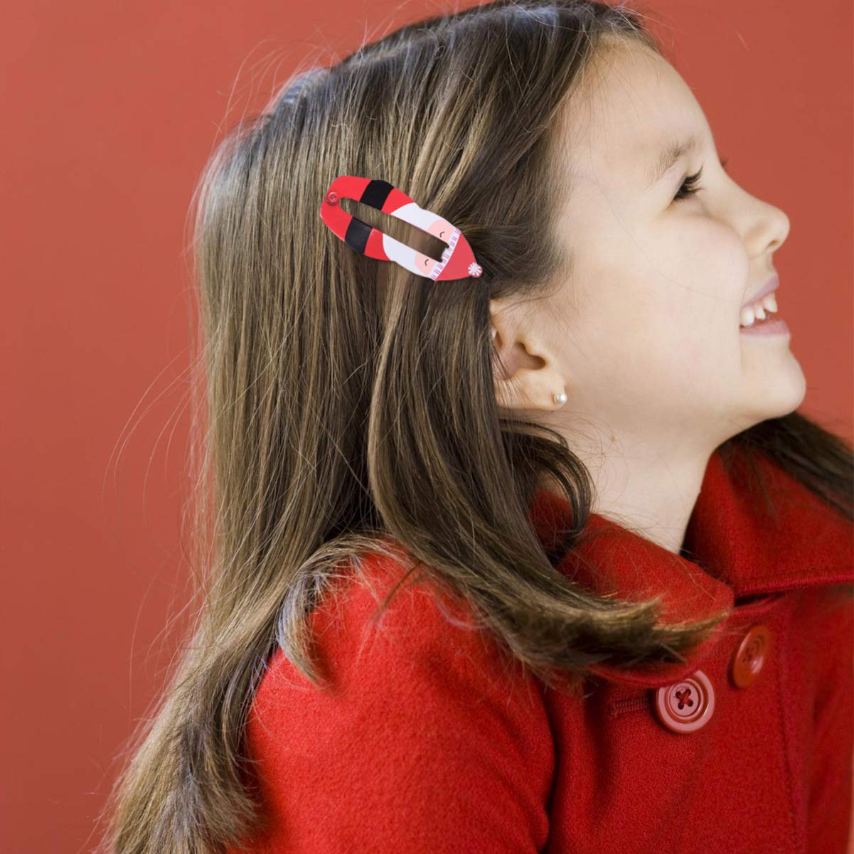 Lurrose Christmas Hair Clips - 8pcs Cute Cartoon Xmas Snap Hair Barrettes for Girls & Women | Perfect for Holiday Parties, Gifts & Festive Hairstyles