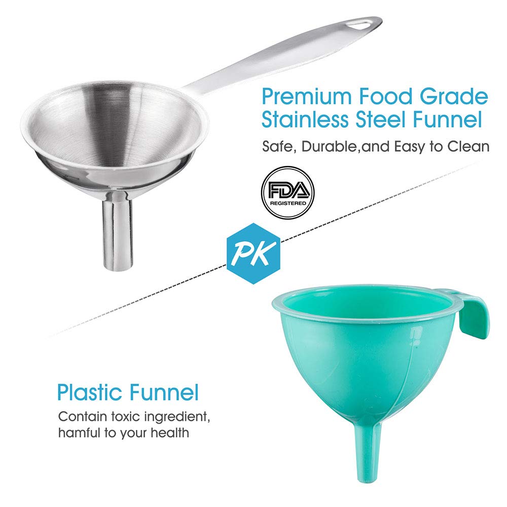 Premium 3-in-1 Stainless Steel Kitchen Funnel Set - Food Grade Metal Funnels for Bottles, Essential Oils, Spices & Liquids | Small, Mini & Medium Sizes for Cooking, Baking, DIY & Home Brewing