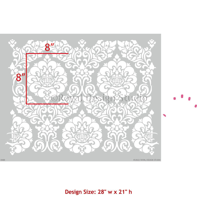 Constance Damask Wall Stencil - Reusable DIY Painting Template for Home Decor, Wall Art, and Furniture Makeover | Perfect for Bedrooms, Living Rooms, and Accent Walls