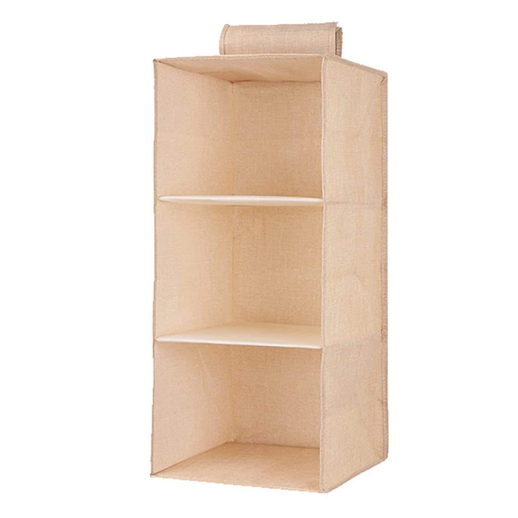 Portable Hanging Wardrobe Storage Organizer with Mezzanine Drawer - 7 x 27 x 60cm Foldable Closet Organizer for Clothes, Shoes & Accessories - Beige | Perfect for Small Spaces, Dorm Rooms & Travel Storage