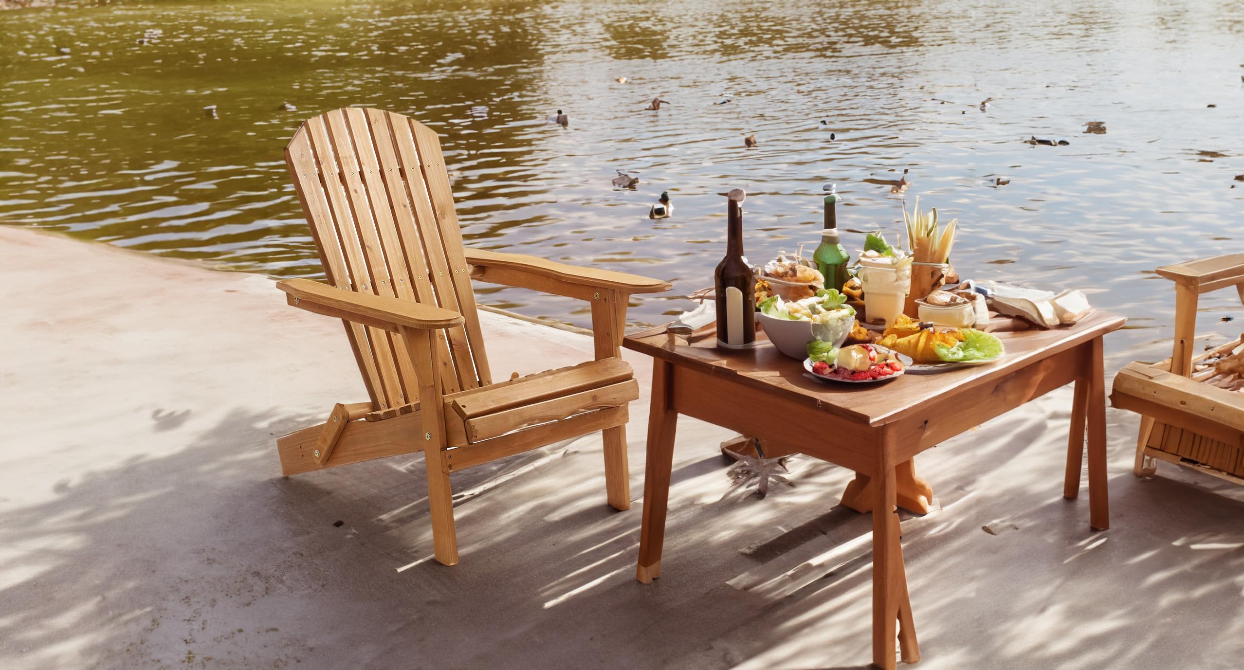 BTEXPERT Set of 2 Folding Adirondack Chairs - Half Assembled Outdoor Wooden Lounge Chairs for Patio, Lawn, Garden, Backyard, Deck, Fire Pit, Pool & Beach - 350lb Weight Capacity - Perfect for Relaxing, Sunbathing and Outdoor Gatherings