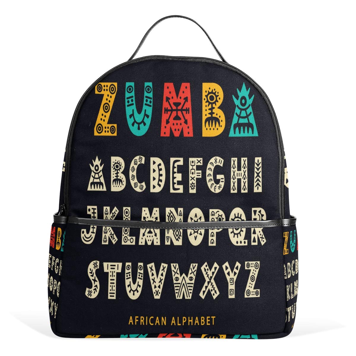 African Print Tribal Alphabet Backpack for Kids & Teens - Durable School Bookbag with Ethnic Font Design for Boys & Girls - Perfect for School, Travel & Daily Use