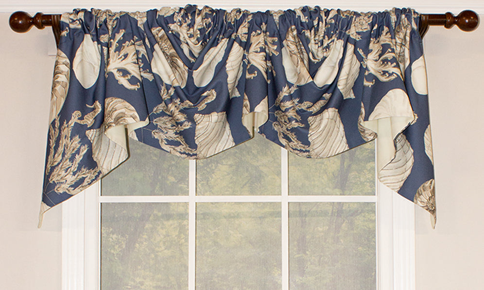 Deep Sea Toile Empire Valance - Elegant Window Valance for Coastal & Nautical Home Decor - Perfect for Living Room, Bedroom, or Beach House
