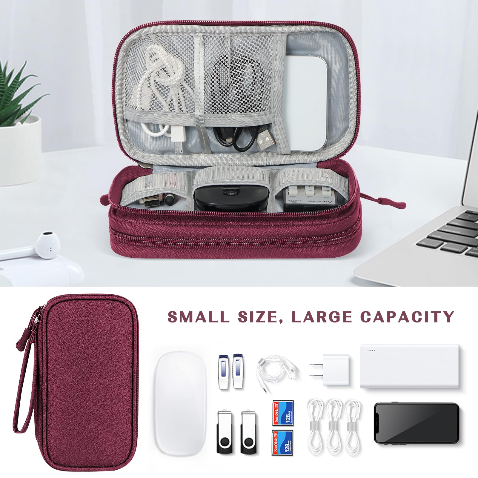 FYY Travel Cable Organizer Bag - Waterproof Double Layer Storage for Charger, Phone, Earphone - Perfect for Travel & Daily Use